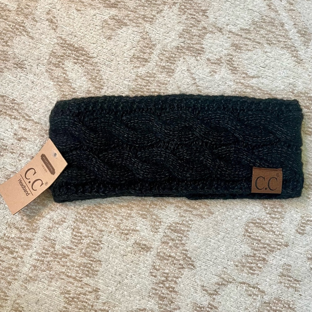 C.C Classic Black Cable Knit Headband